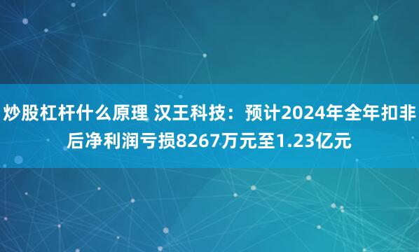 炒股杠杆什么原理 汉王科技：预计2024年全年扣非后净利润亏损8267万元至1.23亿元