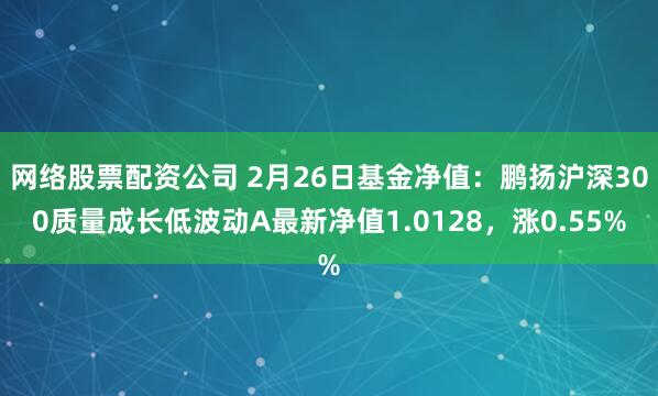 网络股票配资公司 2月26日基金净值：鹏扬沪深300质量成长低波动A最新净值1.0128，涨0.55%